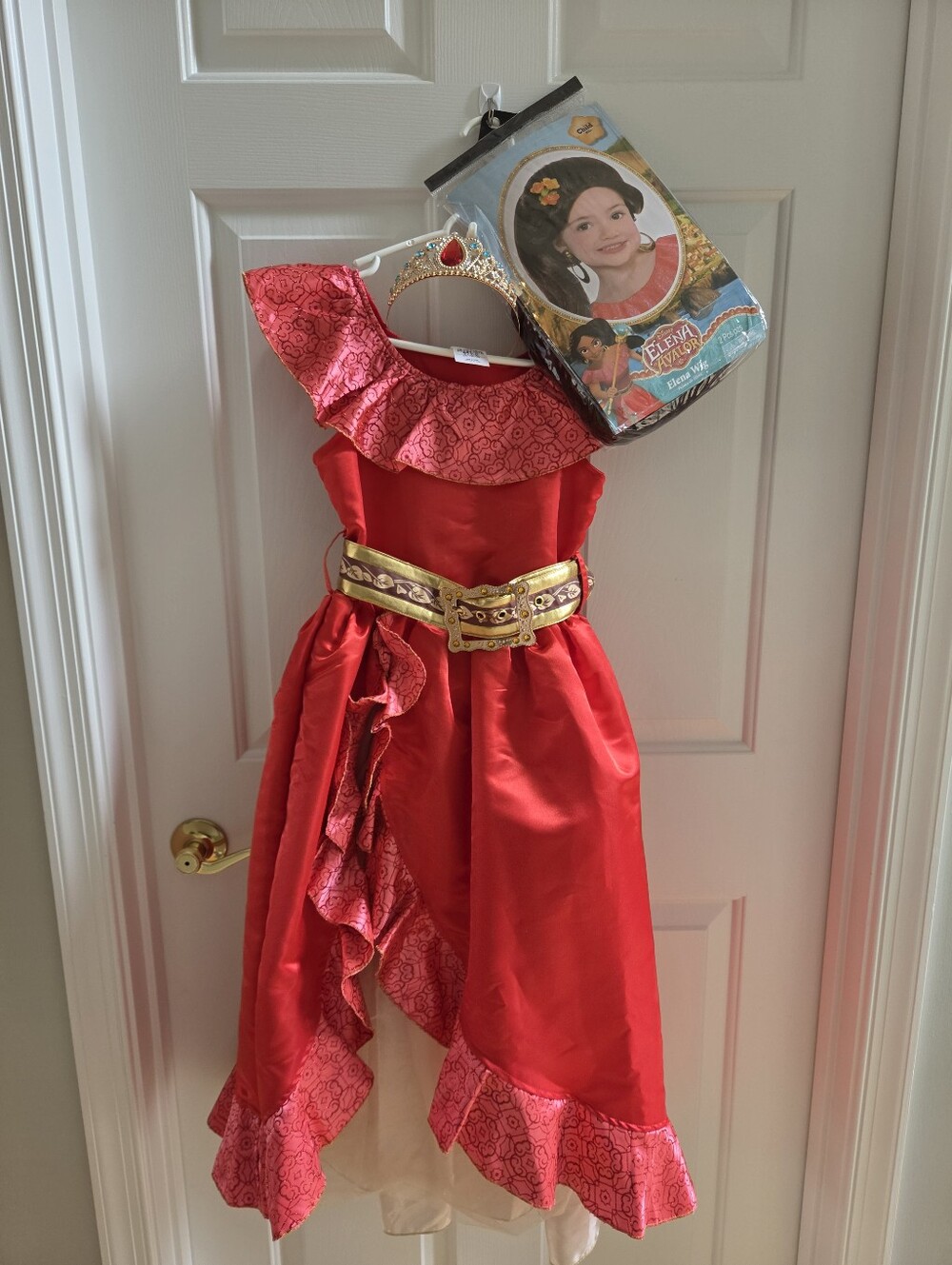 Disney Store Elena of Avalor Costume Dress With Crown and Wig Girls Size 7/8
